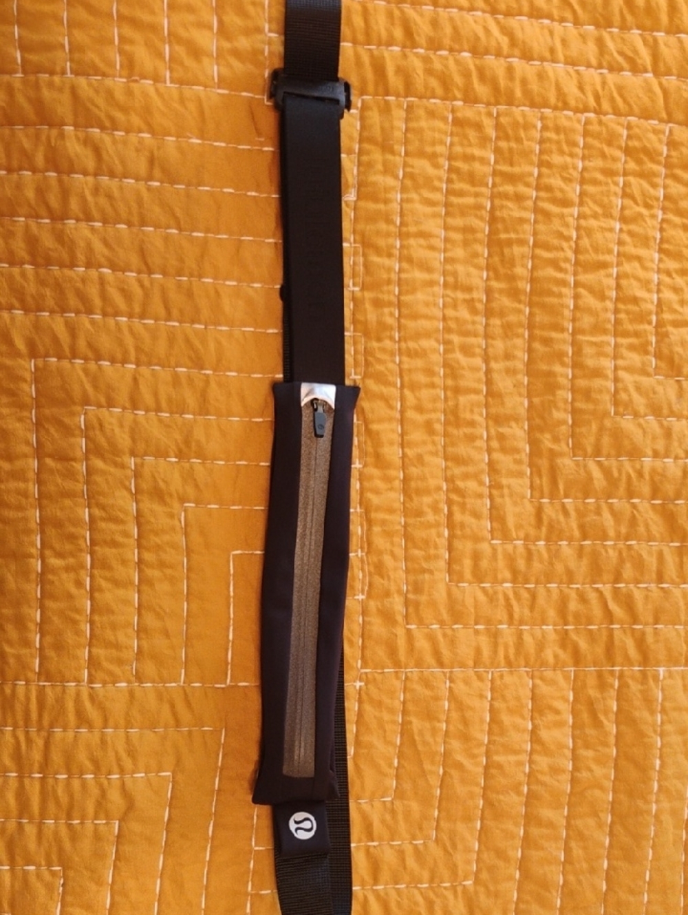 lululemon athletica Black Belt with Gold Zipper Pocket